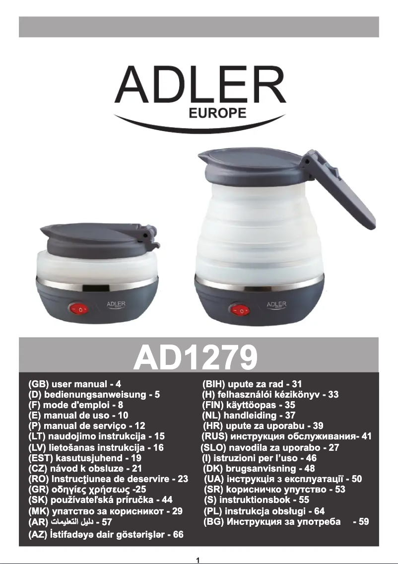 Image de la première page du manuel de l'appareil AD 1279