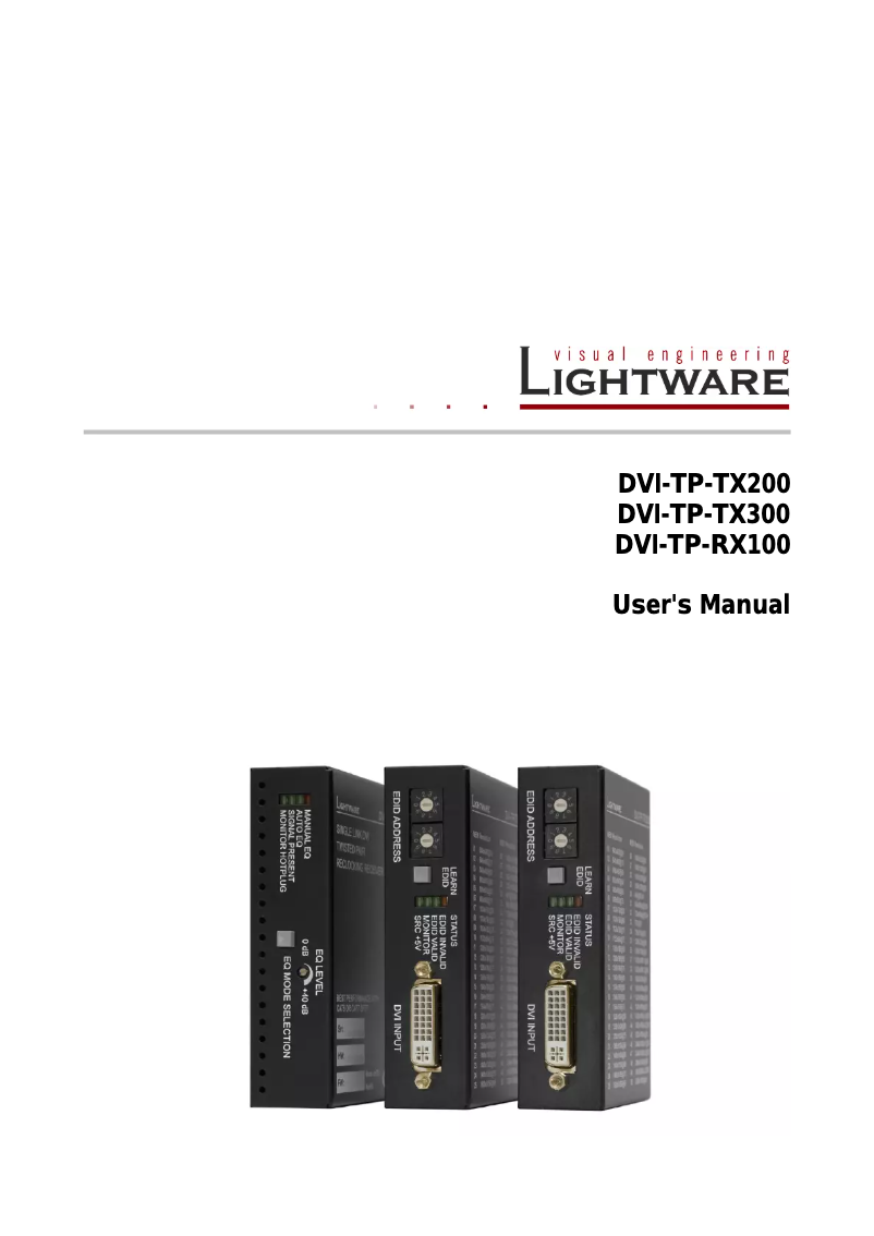 Page 1 de la notice Manuel utilisateur Lightware DVI-TP-TX200