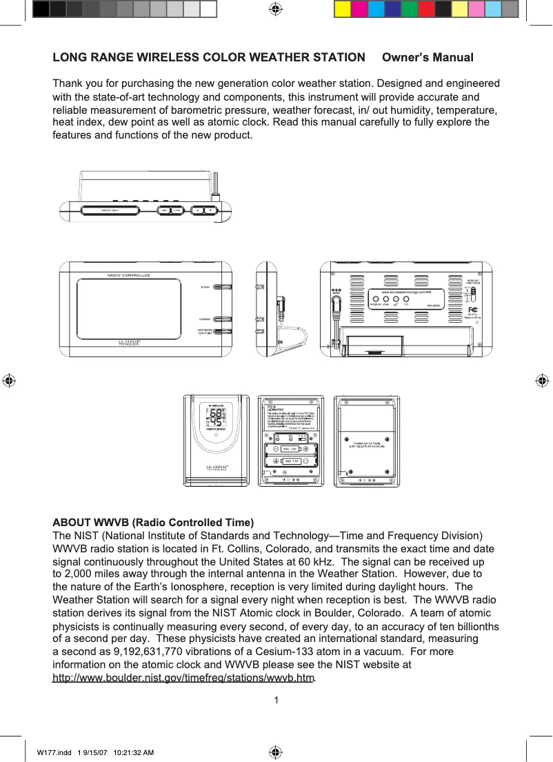 Page n°1 - Manuel utilisateur La Crosse Technology WS-450W
