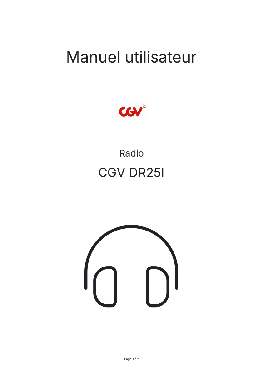 Page n°1 - Manuel utilisateur CGV DR25I