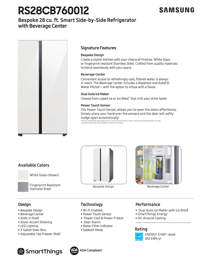 Página 1 del manual Ficha técnica Samsung RS28CB760012