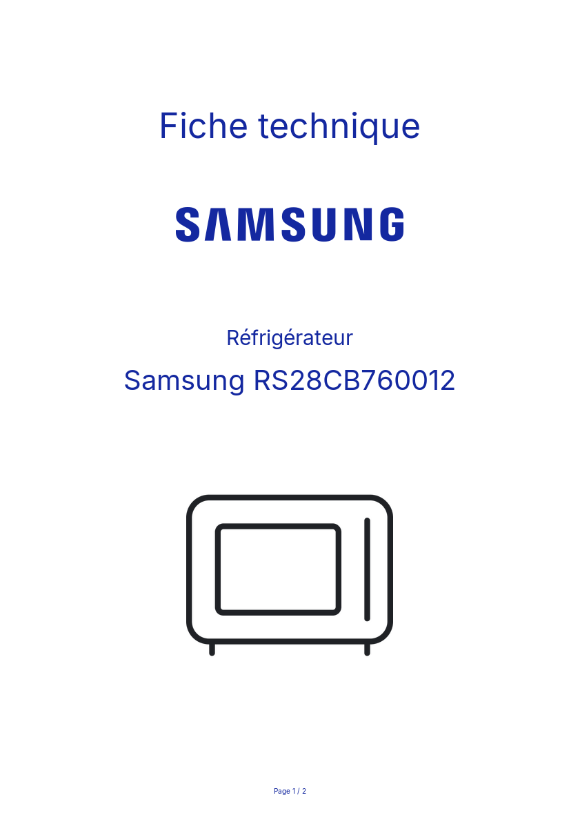 Page n°1 - Fiche technique Samsung RS28CB760012