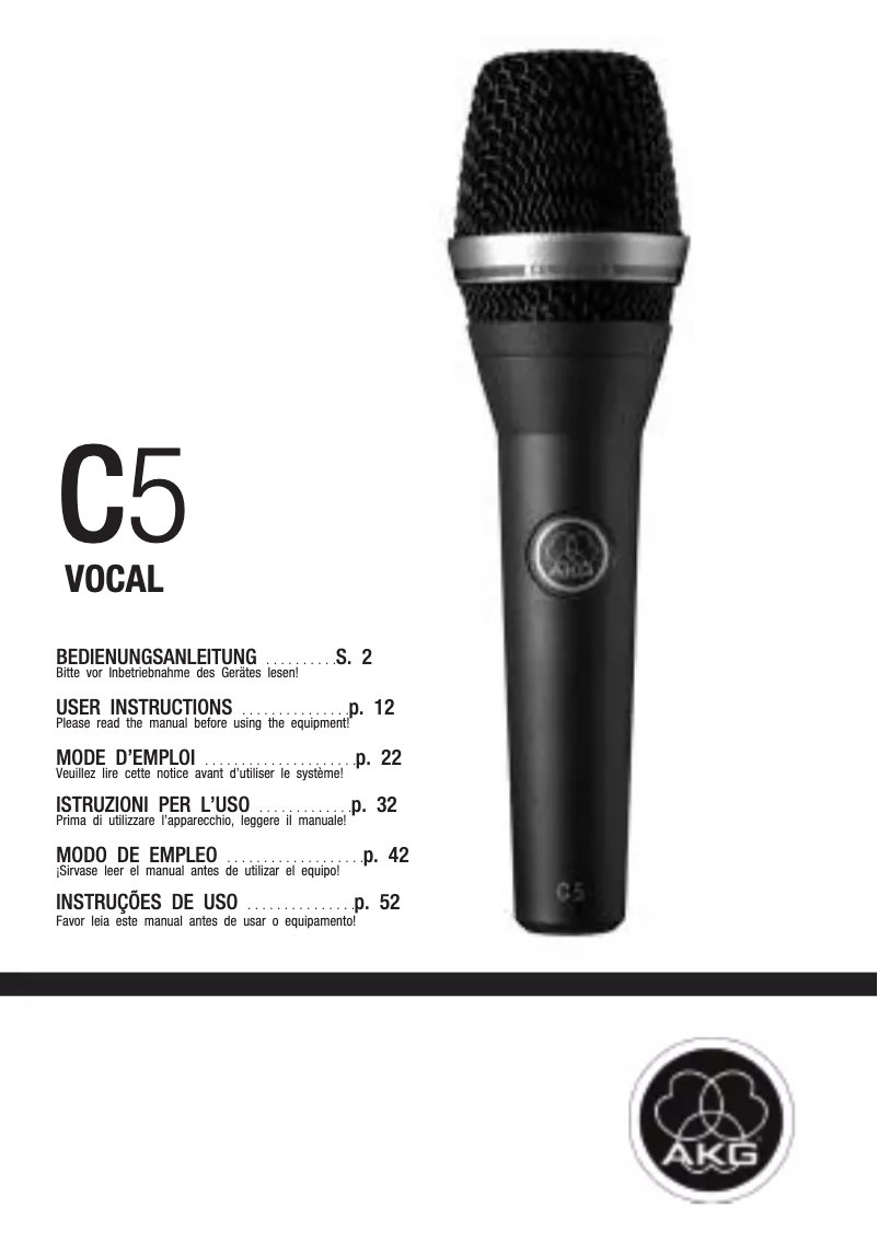 Page n°1 - Manuel utilisateur AKG C5
