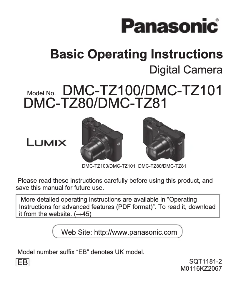 Image de la première page du manuel de l'appareil Lumix DMC-TZ100