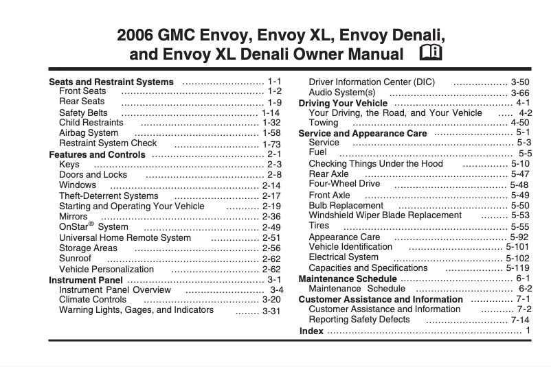 Image de la première page du manuel de l'appareil Envoy XL (2002)