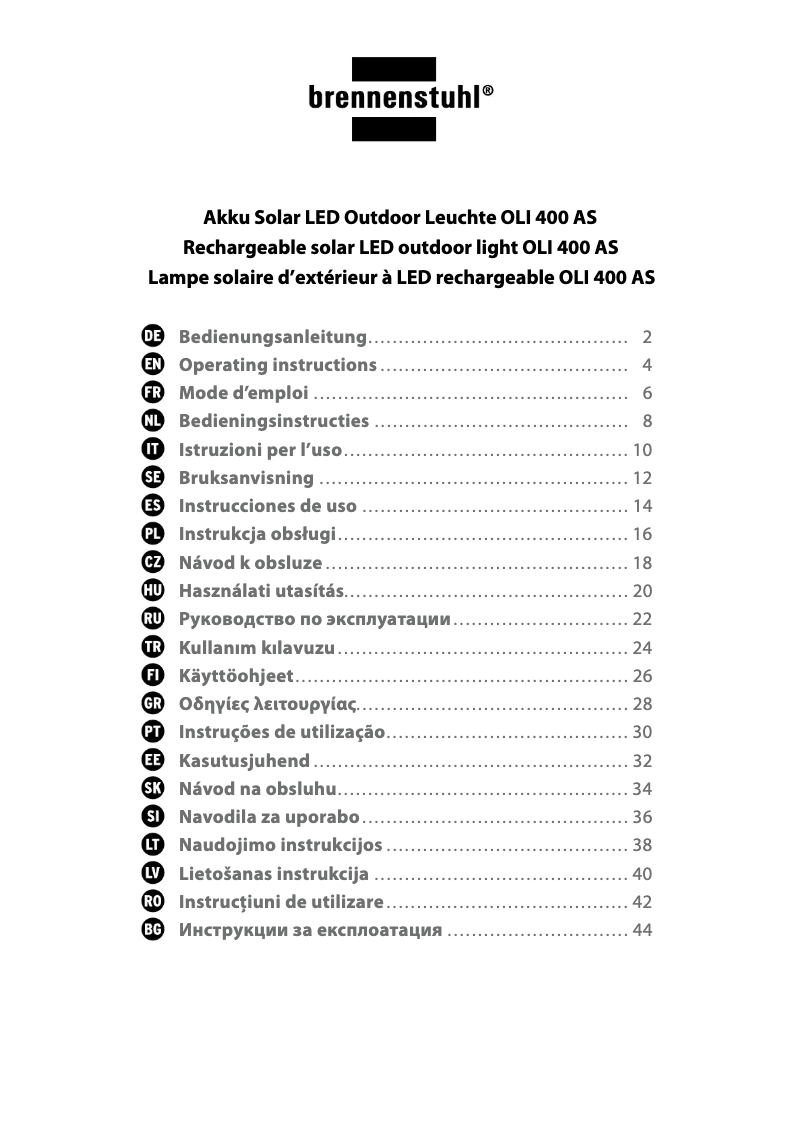 Page 1 de la notice Manuel utilisateur Brennenstuhl OLI 400 AS
