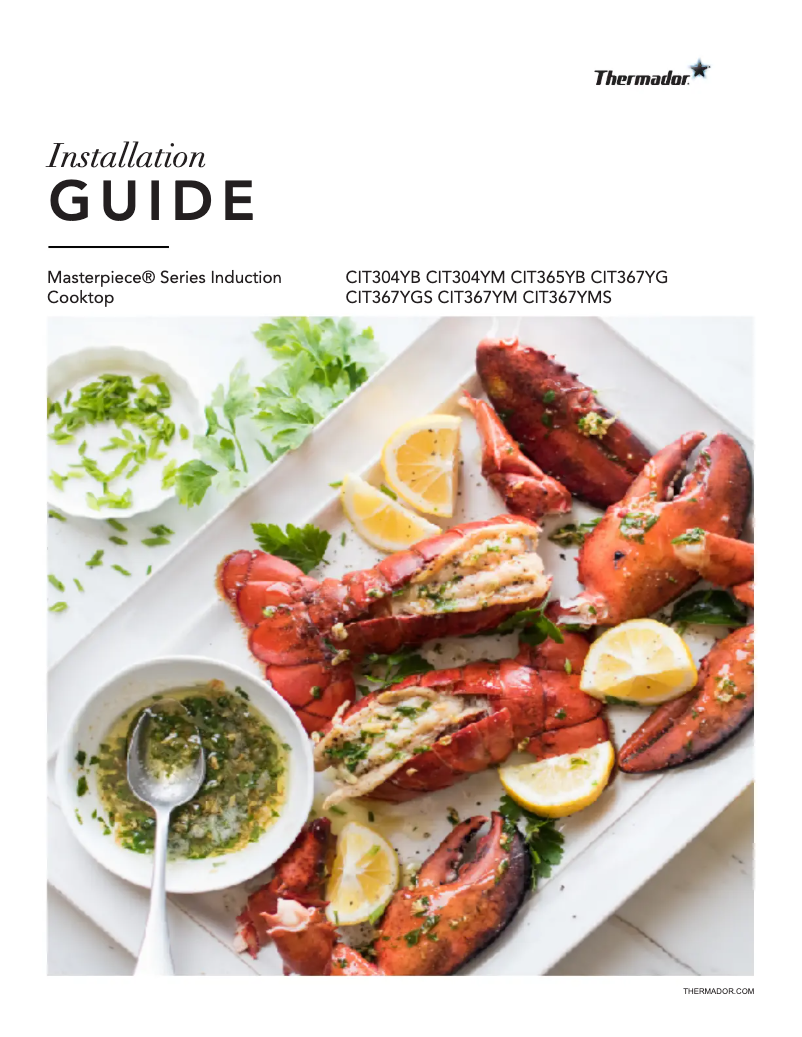 Page 1 de la notice Guide d'installation Thermador CIT367YM