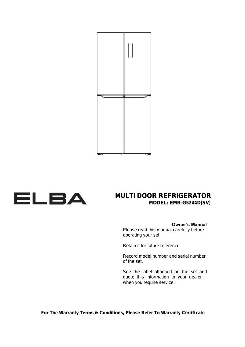 Page 1 de la notice Manuel utilisateur Elba EMR-G5244D(SV)