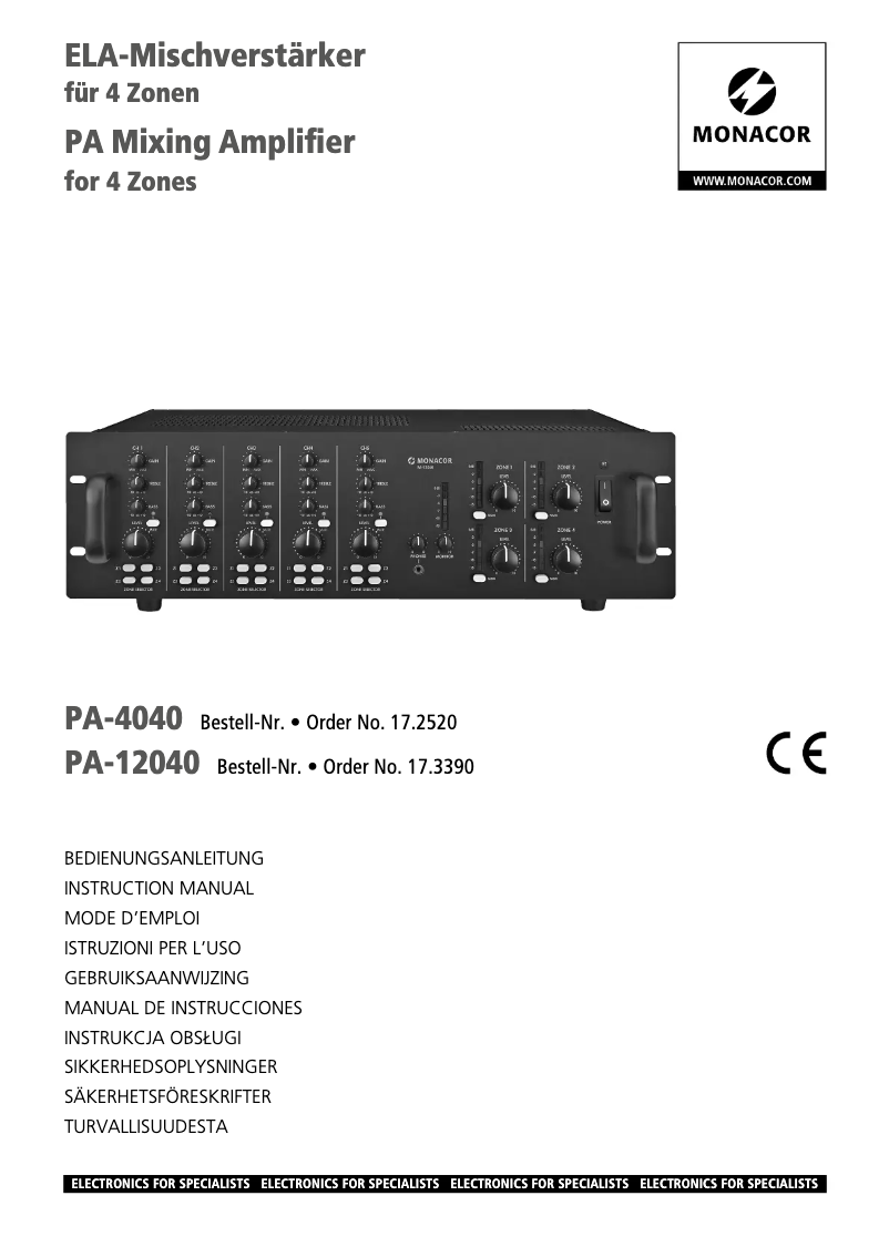 Image de la première page du manuel de l'appareil PA-4040