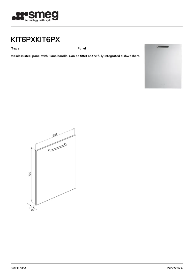 Page n°1 - Manuel utilisateur Smeg KIT6PX
