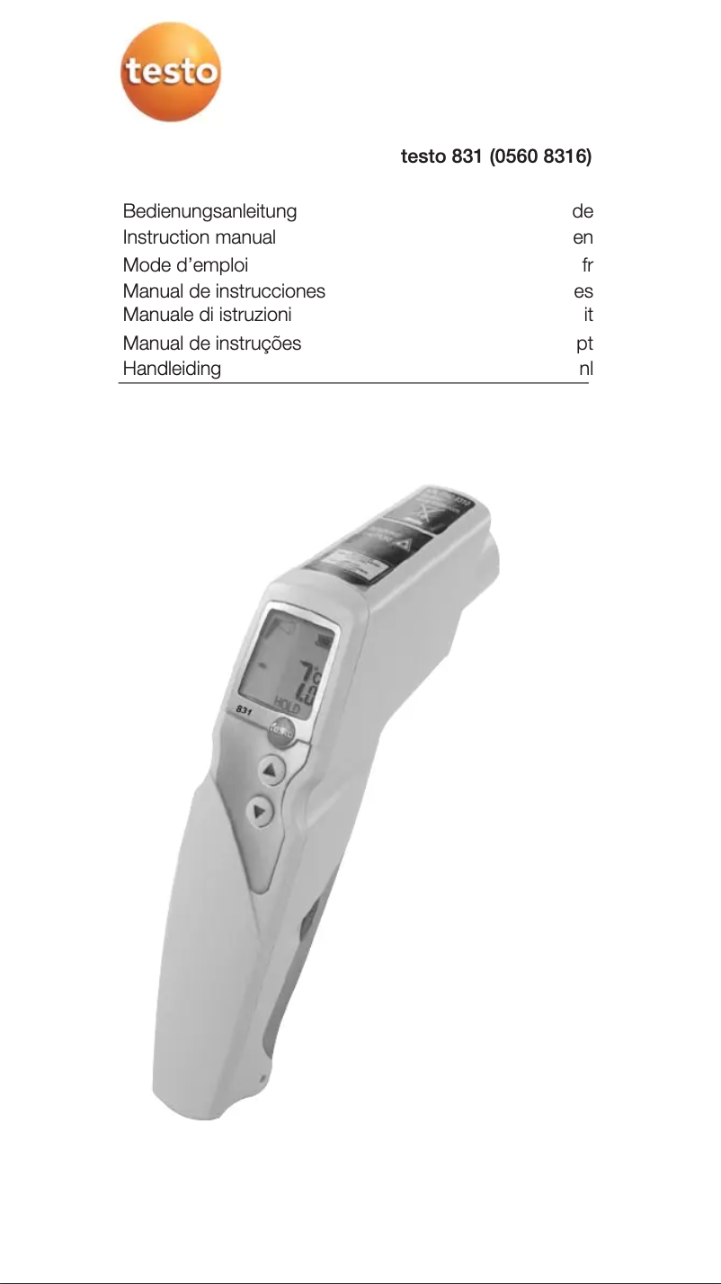 Page 1 de la notice Manuel utilisateur Testo 831