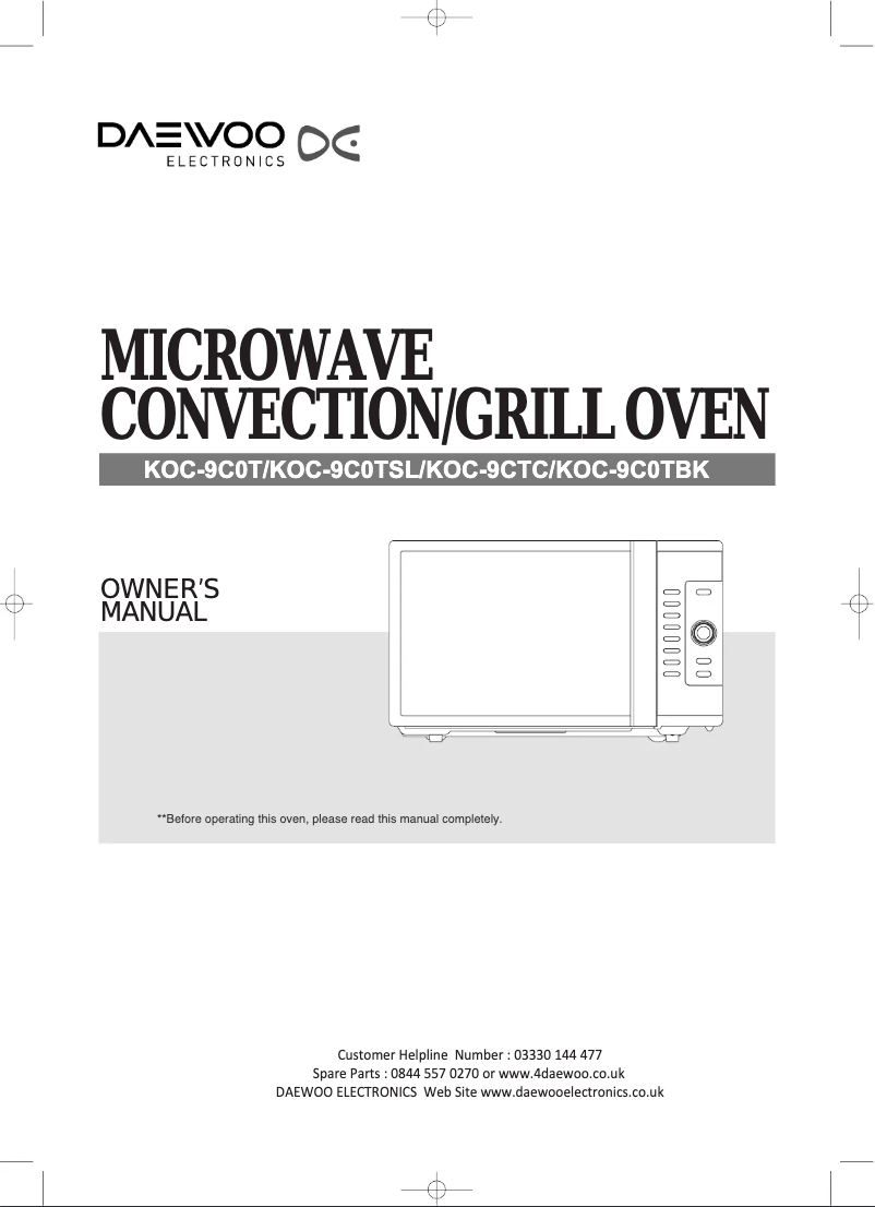 Page 1 de la notice Manuel utilisateur Daewoo KOC-9C0TBK