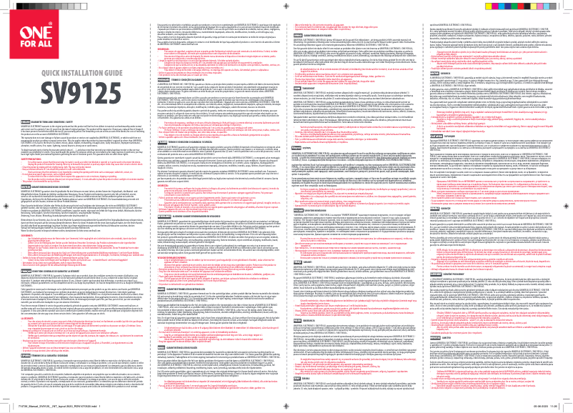 Page n°1 - Manuel utilisateur One for all SV 9125