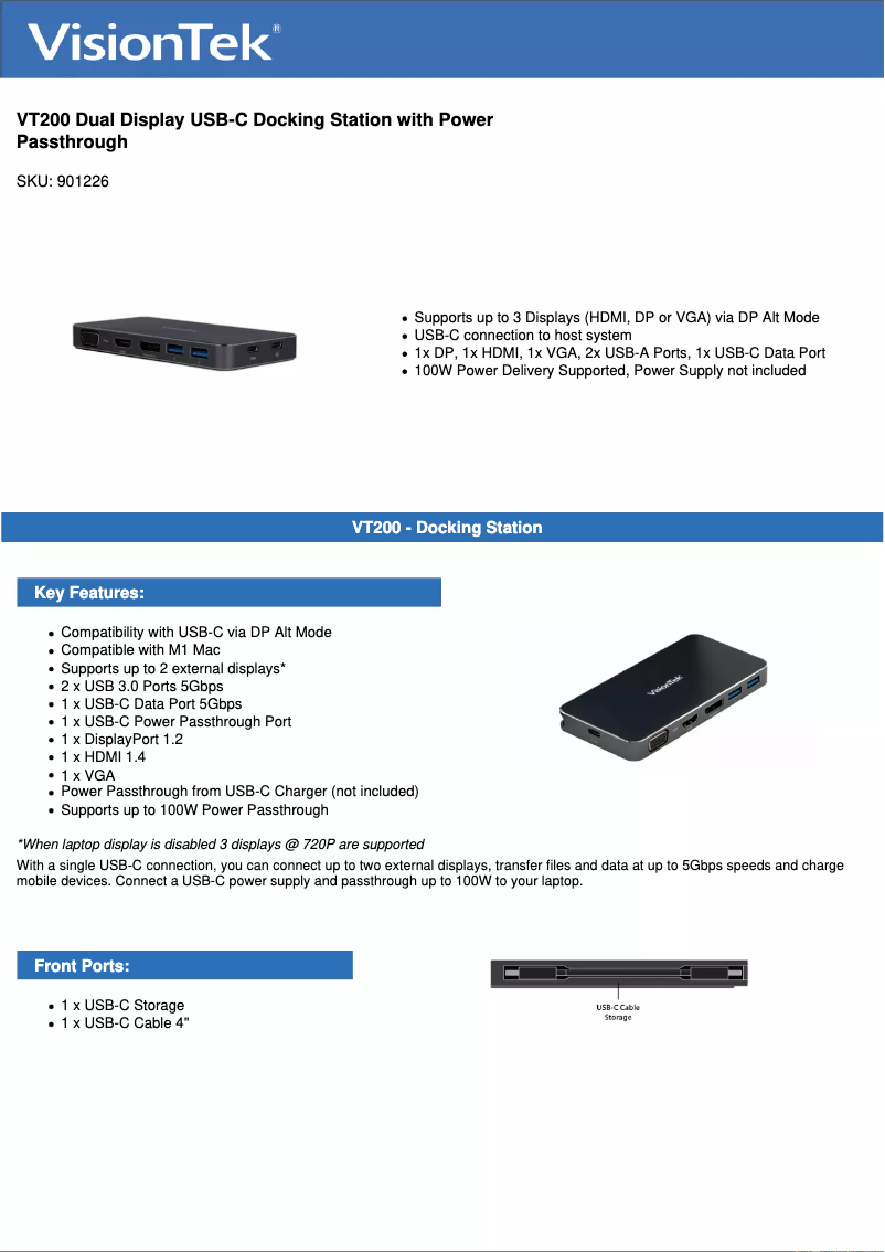 Page n°1 - Manuel utilisateur VisionTek VT200