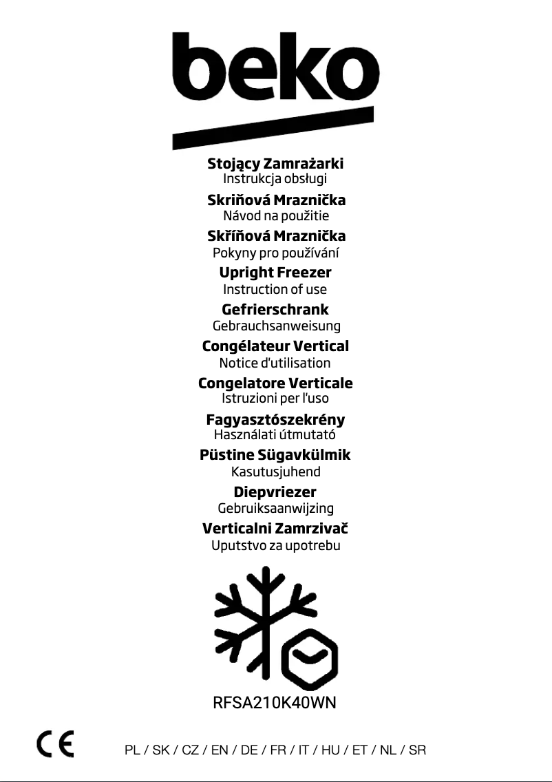 Page 1 de la notice Manuel utilisateur Beko RFSA210K40WN