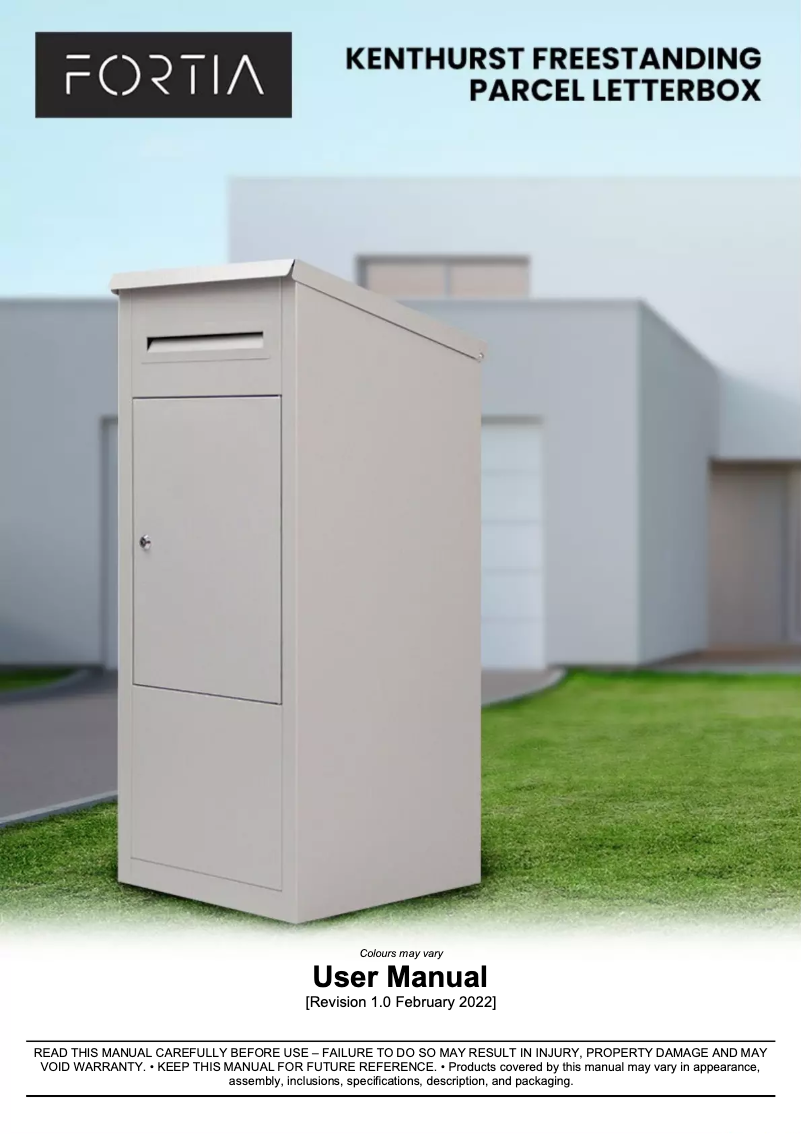 Page 1 of the manual User Manual Fortia Kenthurst