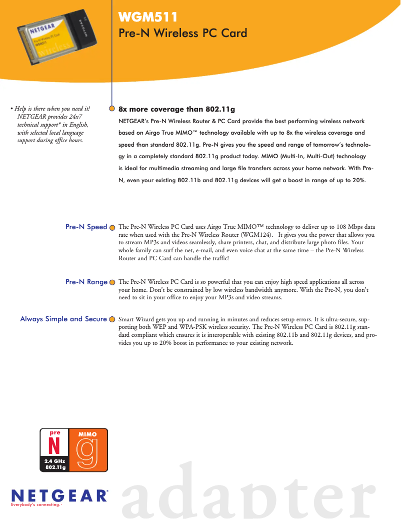 Image de la première page du manuel de l'appareil WGM511