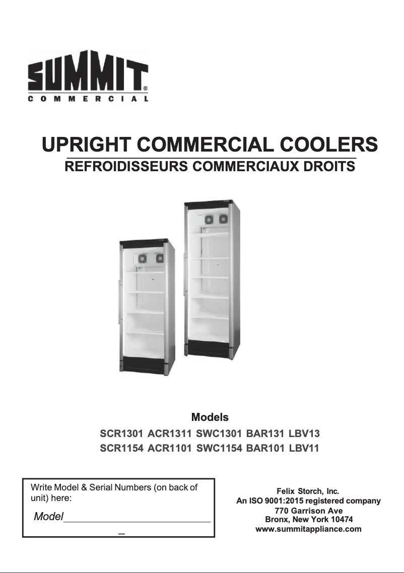 Page 1 de la notice Manuel utilisateur Summit SCR1301