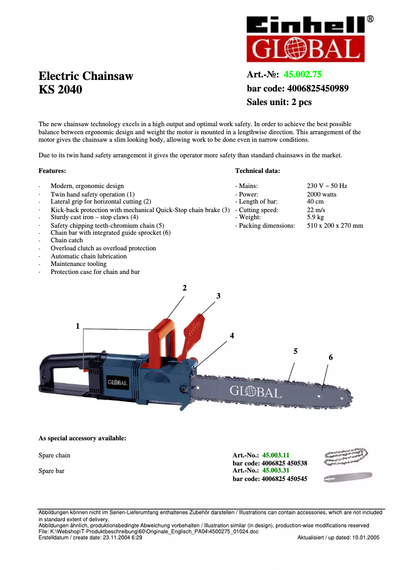 Image de la première page du manuel de l'appareil KS 2040