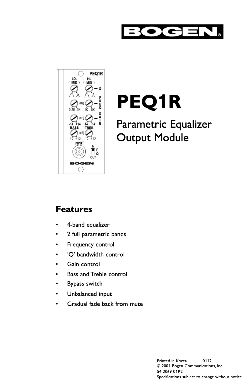 Page n°1 - Manuel utilisateur Bogen PEQ1R