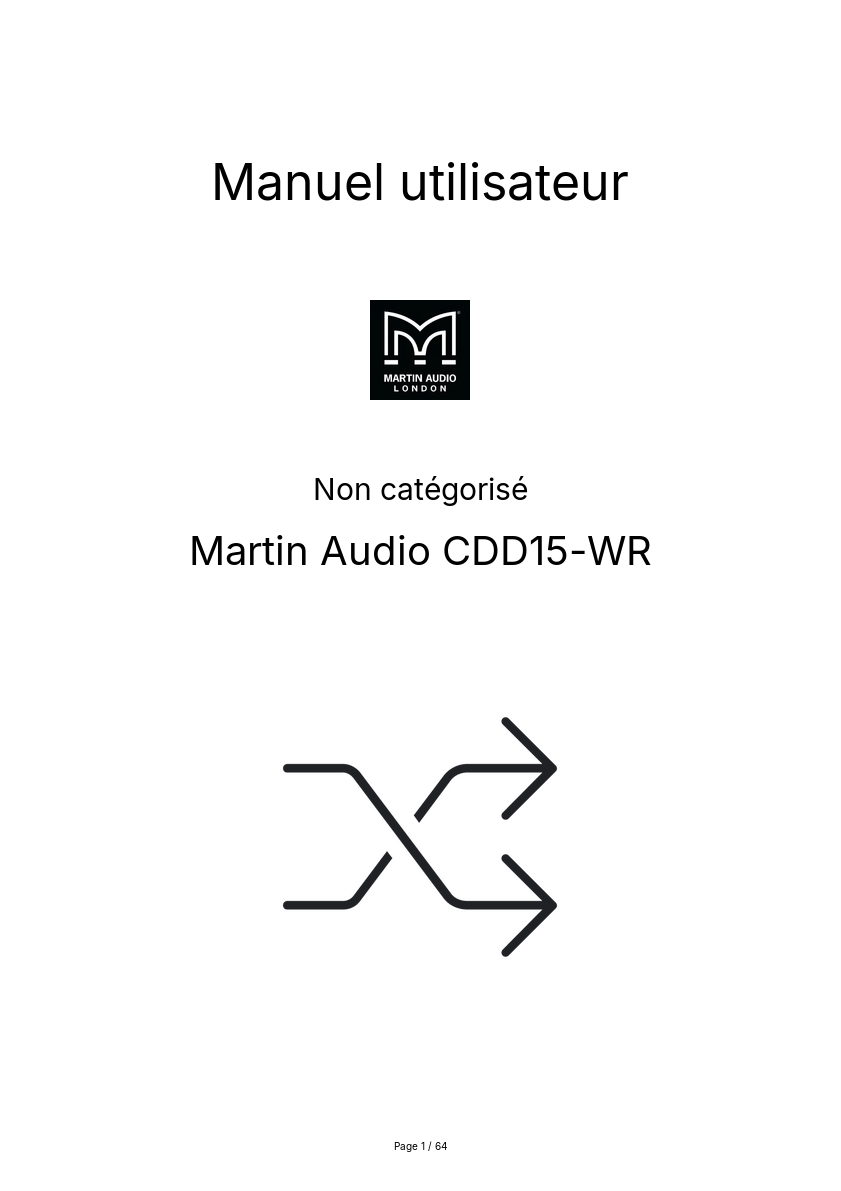 Page n°1 - Manuel utilisateur Martin Audio CDD15-WR