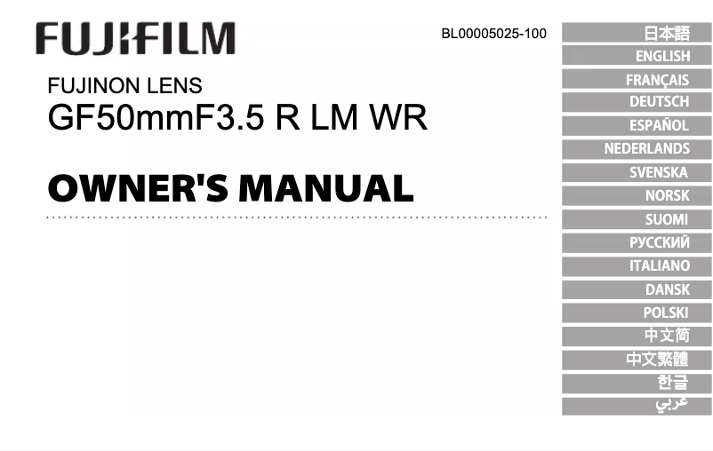 Image de la première page du manuel de l'appareil GF50mmF3.5 R LM WR