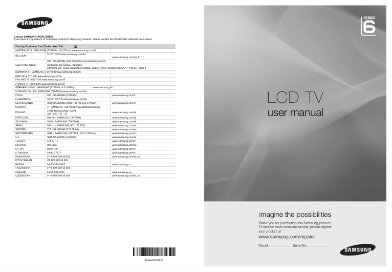 Page n°1 - Manuel utilisateur Samsung LE-32B679T2S