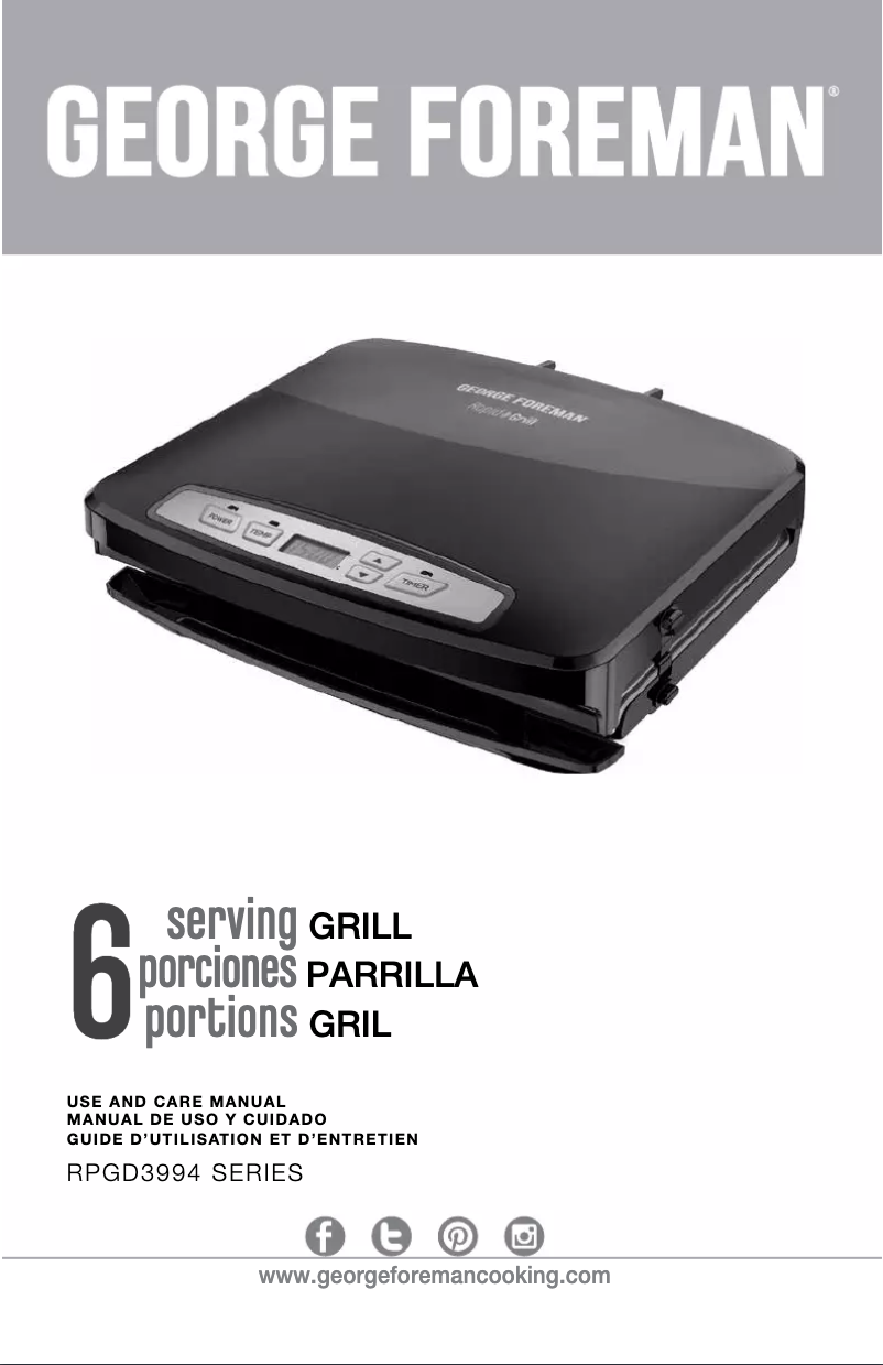 Página 1 del manual Manual de usuario George Foreman RPGD3994
