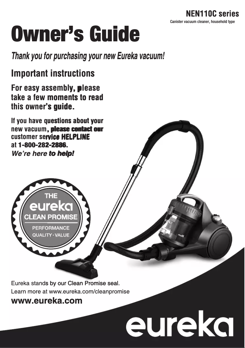 Page n°1 - Manuel utilisateur Eureka Whirlwind NEN110C