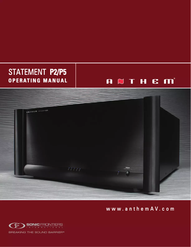 Page 1 de la notice Mode d'emploi Anthem P2