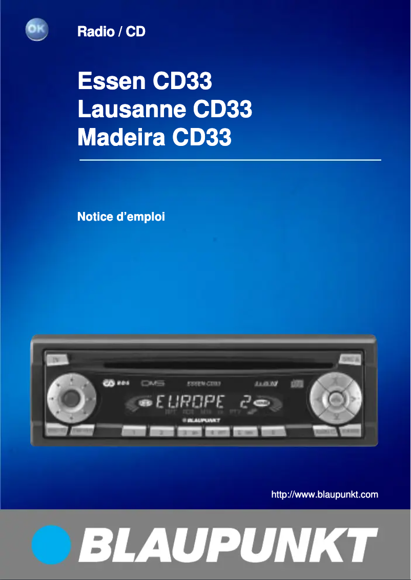Page 1 de la notice Manuel utilisateur Blaupunkt Essen CD33