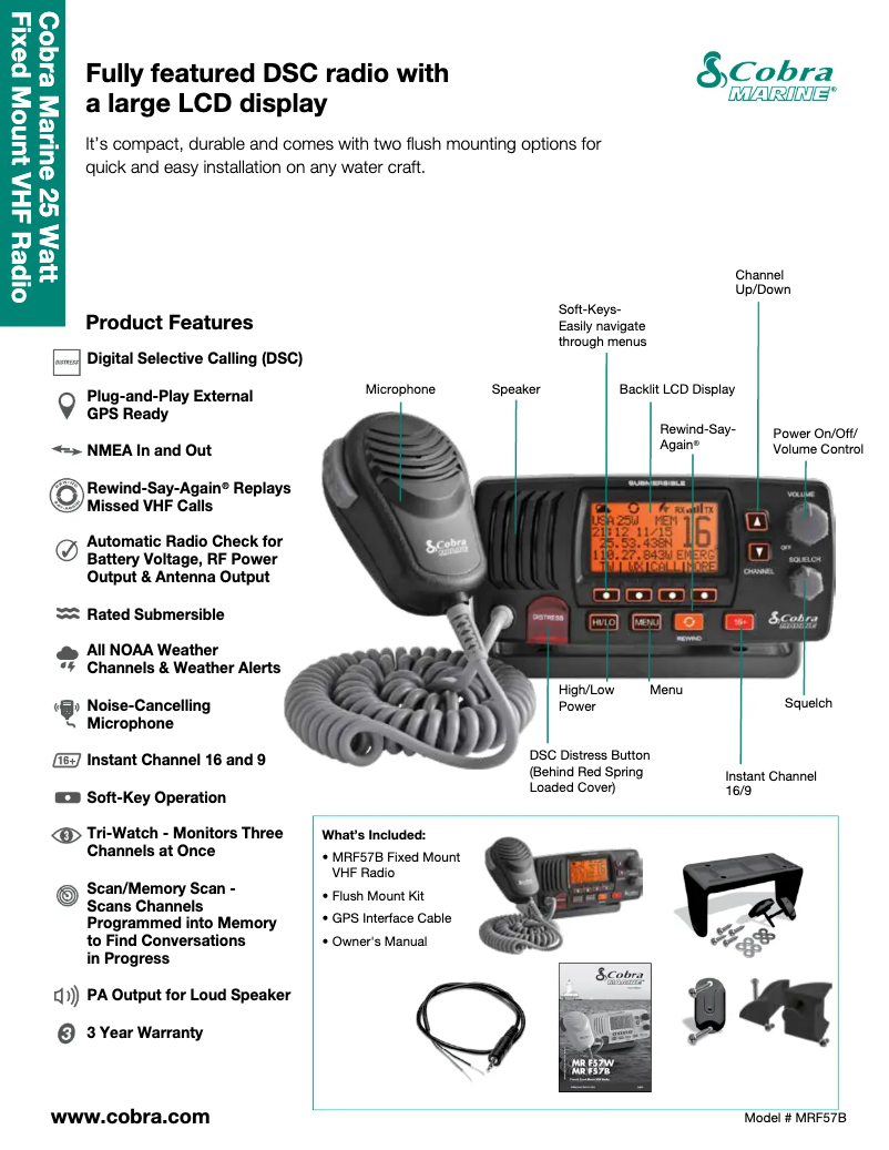 Página 1 del manual Ficha técnica Cobra F57