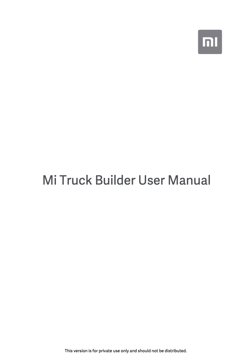 Page 1 of the manual User Manual Xiaomi Mi Truck Builder