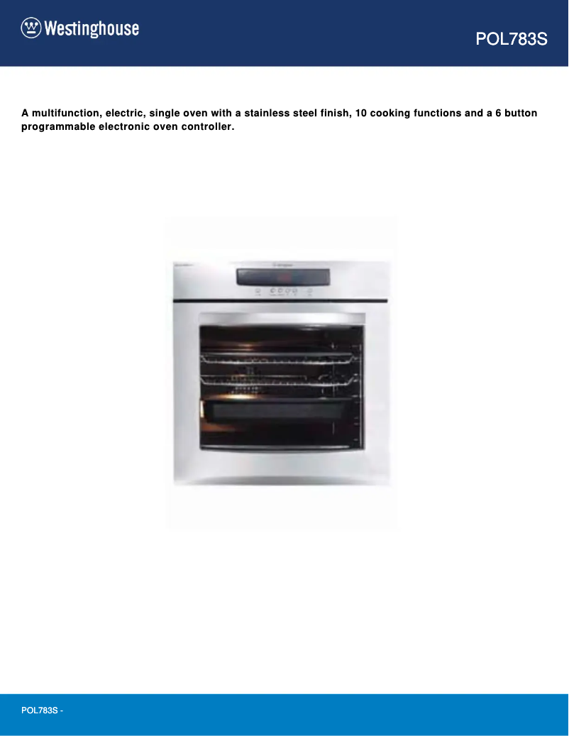 Page n°1 - Fiche technique Westinghouse POL783S