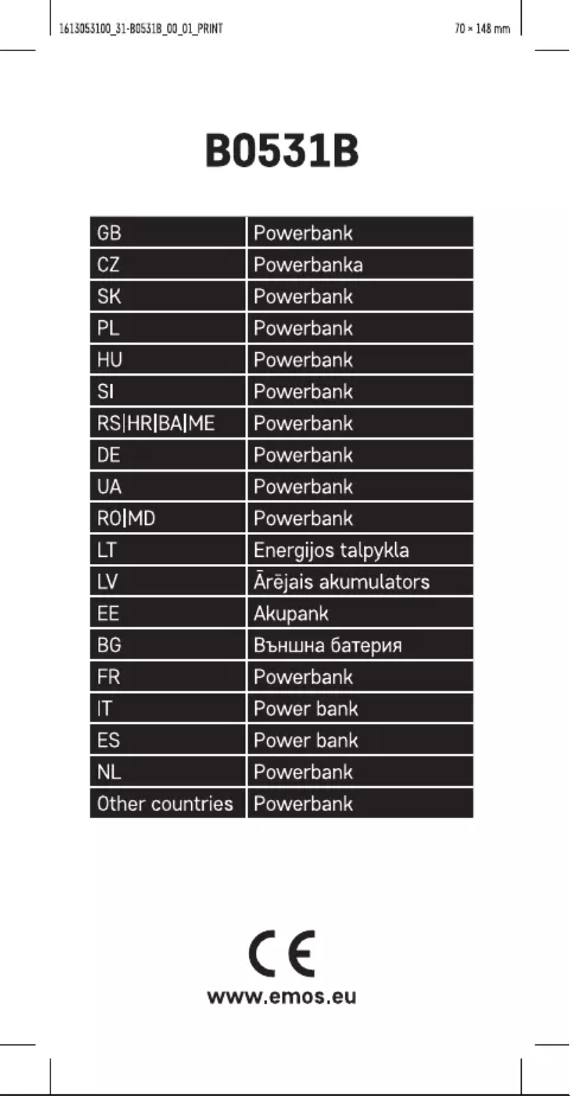 Image de la première page du manuel de l'appareil B0531B