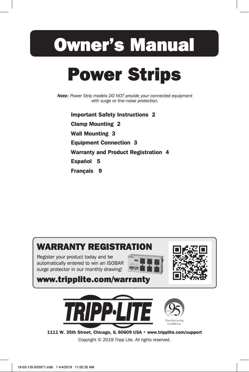 Page 1 de la notice Manuel utilisateur Tripp Lite PSC360610USBB
