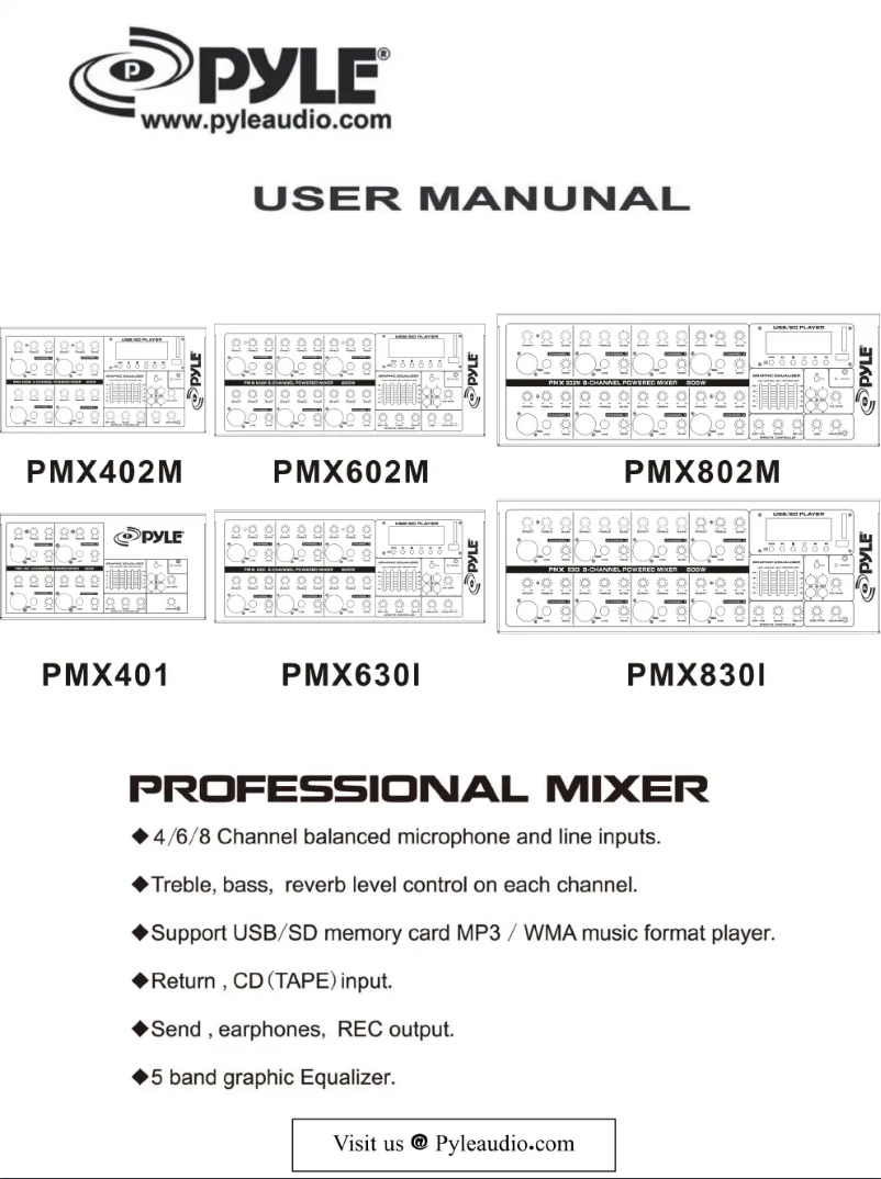 Page 1 de la notice Manuel utilisateur Pyle PMX830I