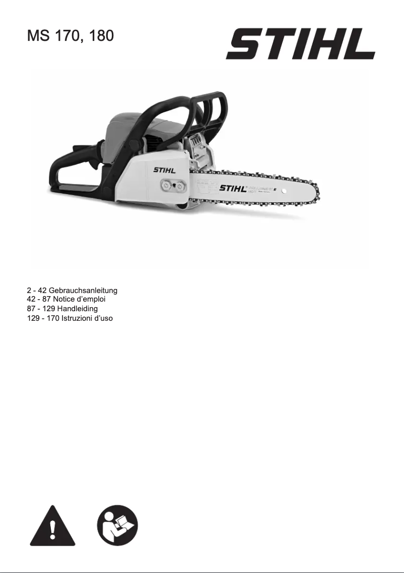 Page 1 de la notice Manuel utilisateur Stihl MS 180
