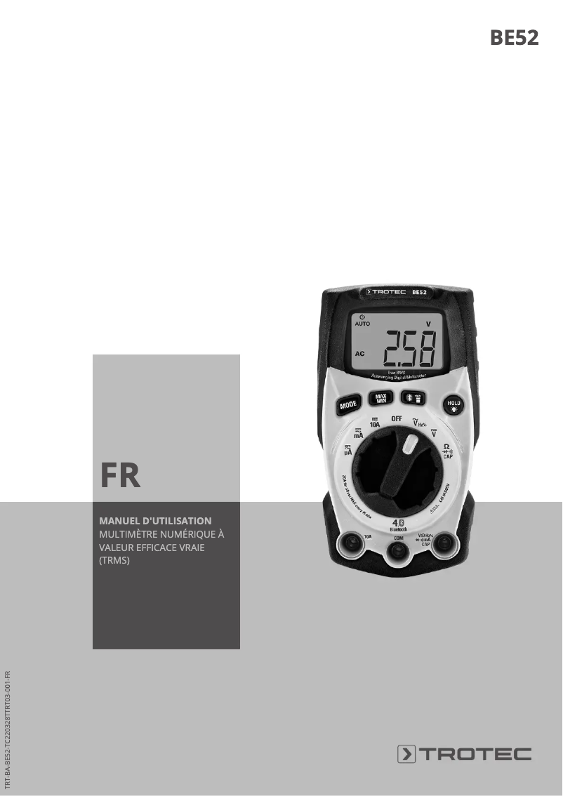 Page 1 de la notice Manuel utilisateur Trotec BE52
