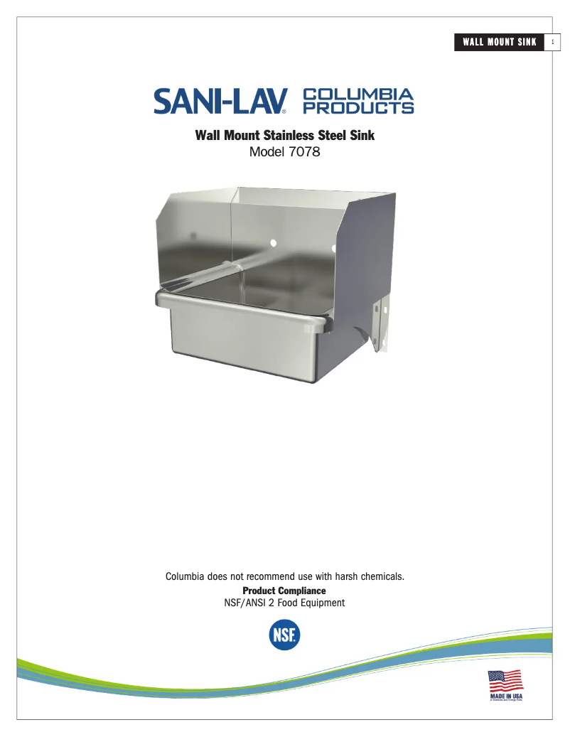 Page n°1 - Manuel utilisateur Sani-Lav 7078