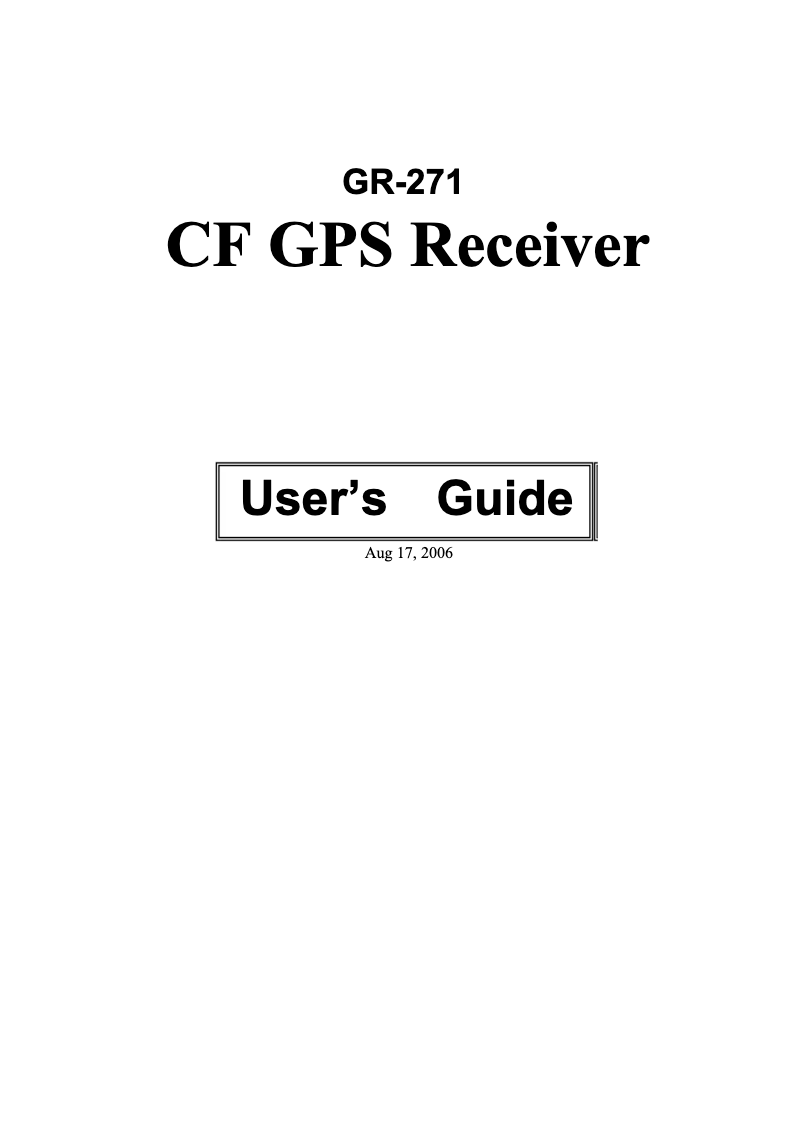 Image de la première page du manuel de l'appareil GR-271