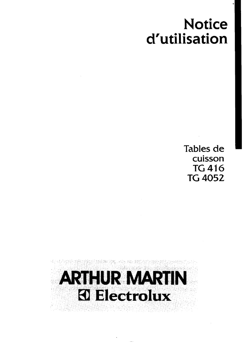Página 1 del manual Manual de usuario Arthur Martin-Electrolux TG416GP