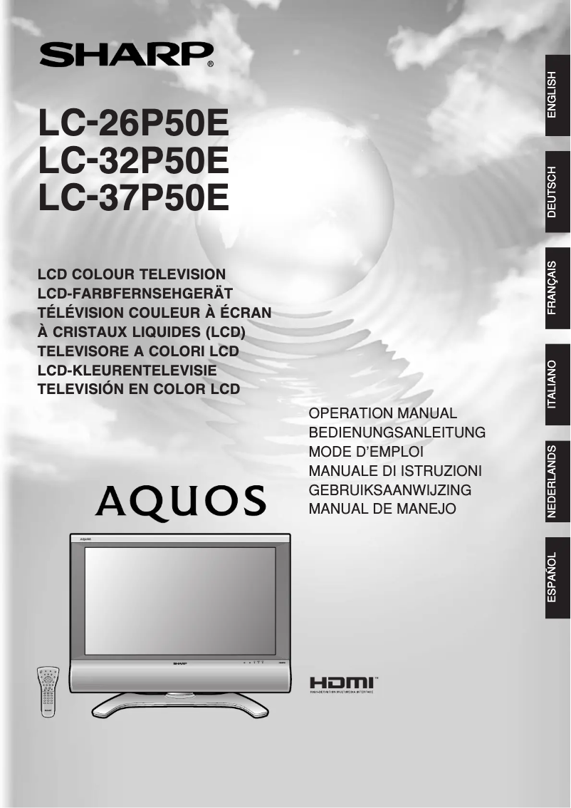 Page n°1 - Manuel utilisateur Sharp AQUOS LC-37P50E