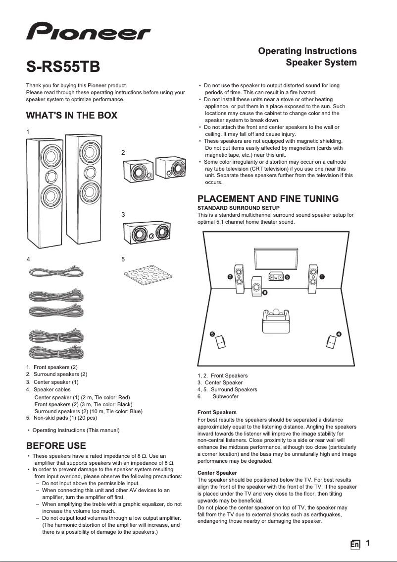 Page 1 de la notice Mode d'emploi Pioneer S-RS55TB