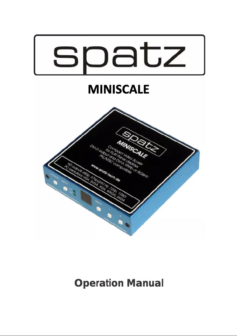 Page n°1 - Manuel utilisateur Spatz Miniscale