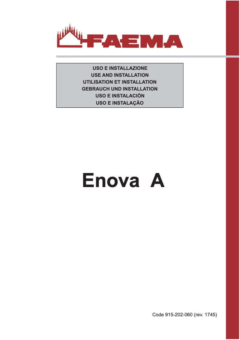 Page n°1 - Manuel utilisateur Faema Enova