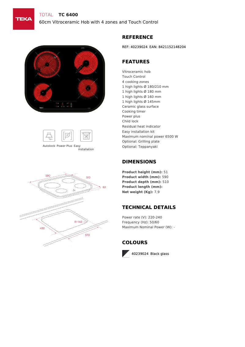 Page n°1 - Manuel utilisateur Teka TC 6400