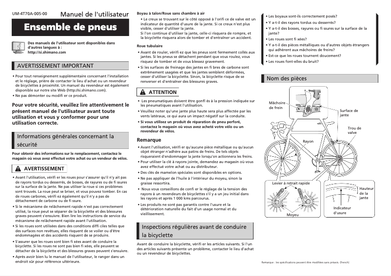 Página 1 del manual Manual de usuario Shimano WH-9000-C50-TU-F