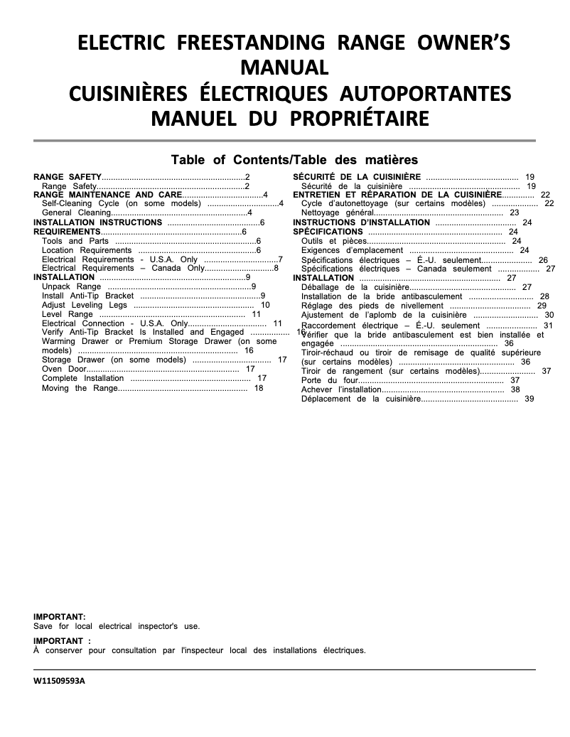 First page image of the manual for WFE550S0HZ