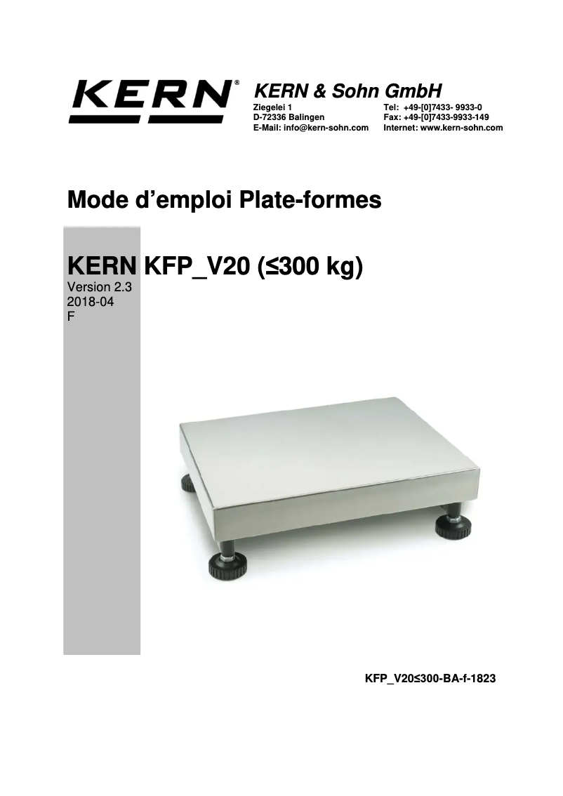 Page 1 de la notice Guide d'installation Kern IFS 60K-2M